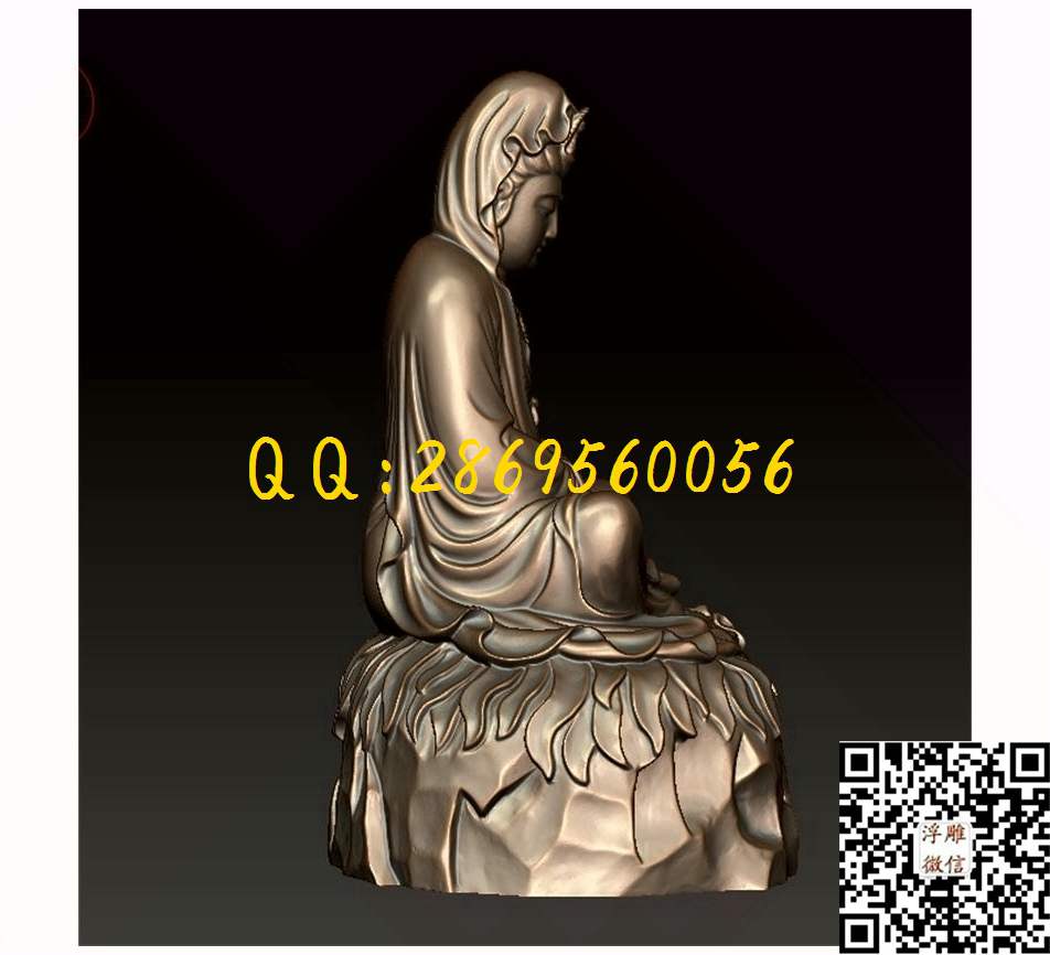 观音坐像 2 (2)_STL立体模型圆雕图立体浮雕3d电脑雕刻打印四轴多轴雕刻精雕图浮雕图